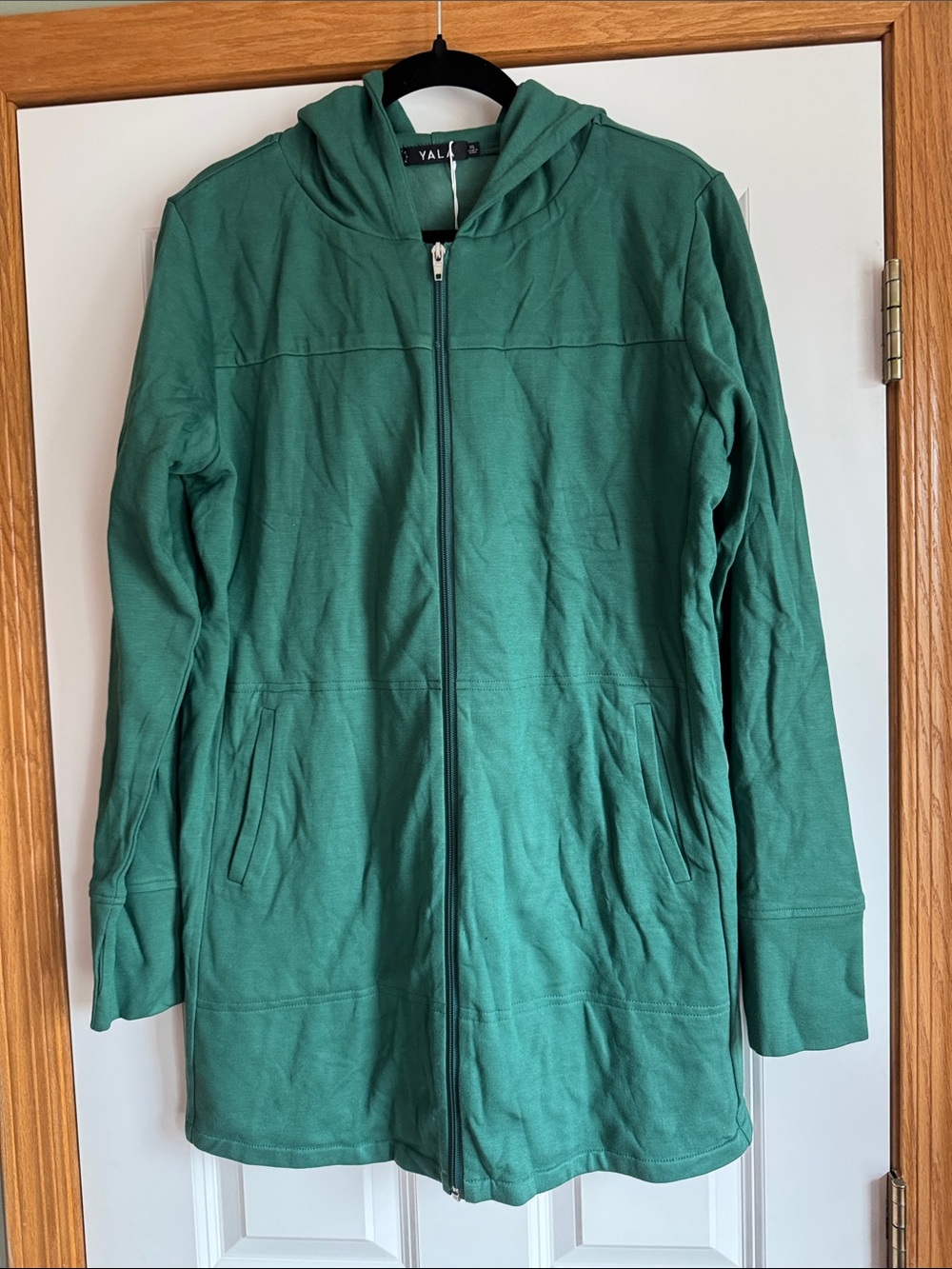 NWT Yala Forest Green Hooded Zip Sweatshirt size XL Soft Organic cotton/bamboo